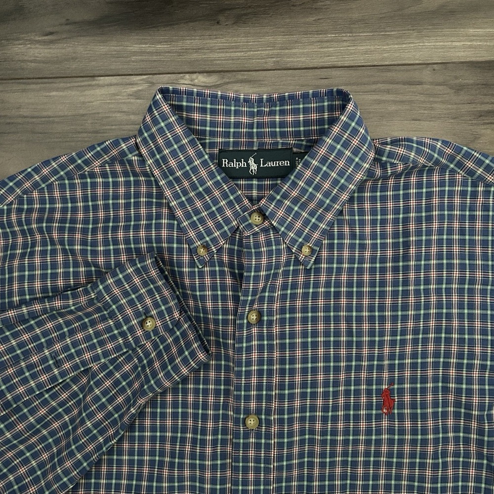 Ralph Lauren Men's XL Blue Multicolor Plaid Long Sleeve Button Down Shirt